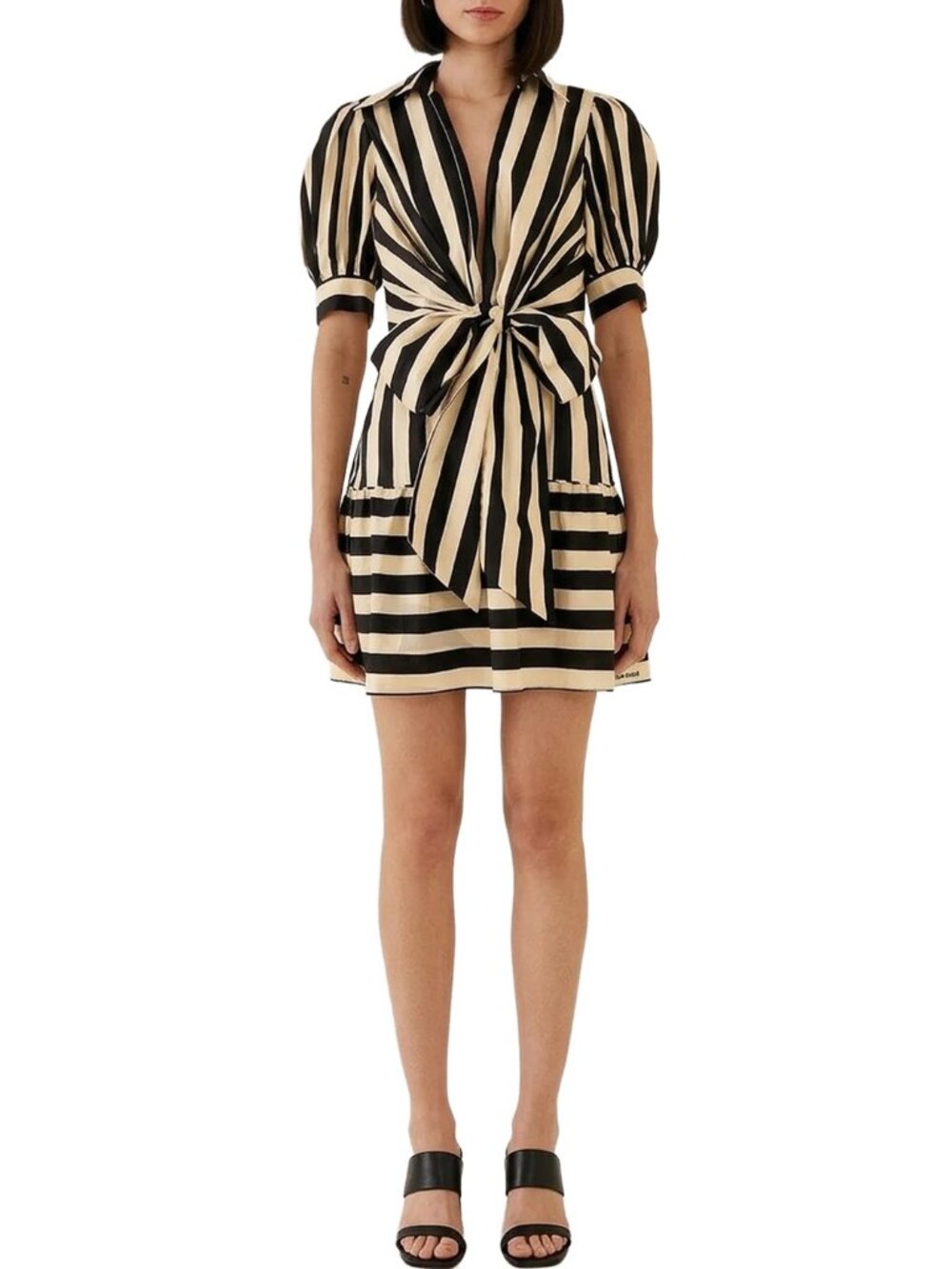 NWT Farm Rio Mixed Stripes Short-Sleeve Bow Mini Dress